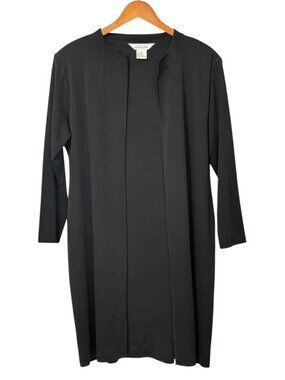 Exclusively Misook Women's Long Open Front Cardigan Black Minimalist EUC Size XL